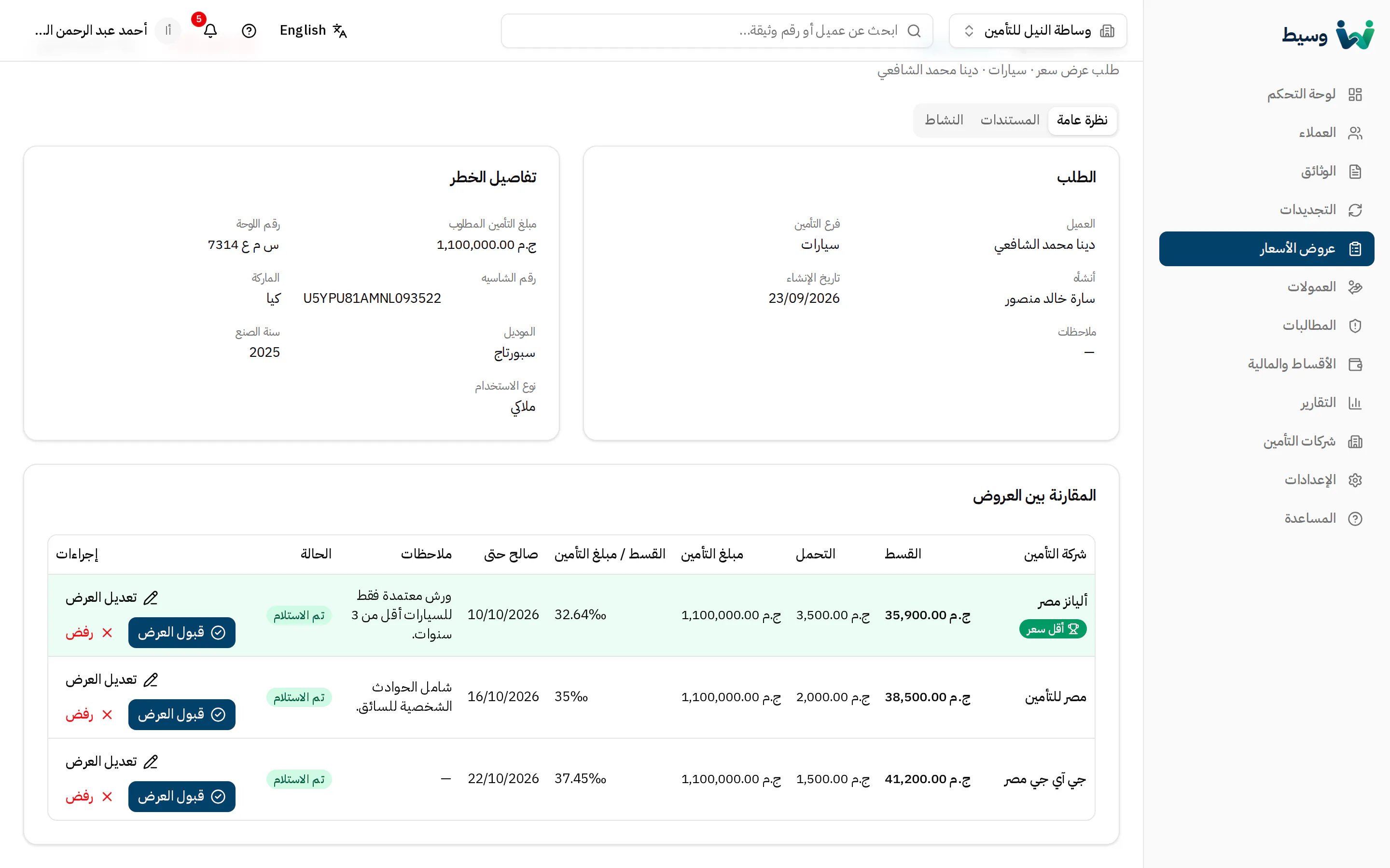 مقارنة العروض